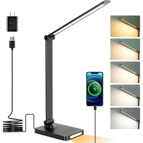 LED Desk Lamp with USB Ports,Touch Desk Lamps for Home Office with 5 Color - Picture 6 of 6